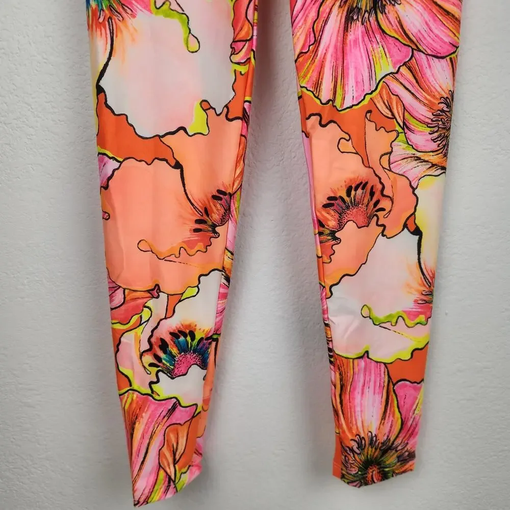 Agua Bendita Kids Swim Rashguard Leggings in Pink, Orange, Yellow